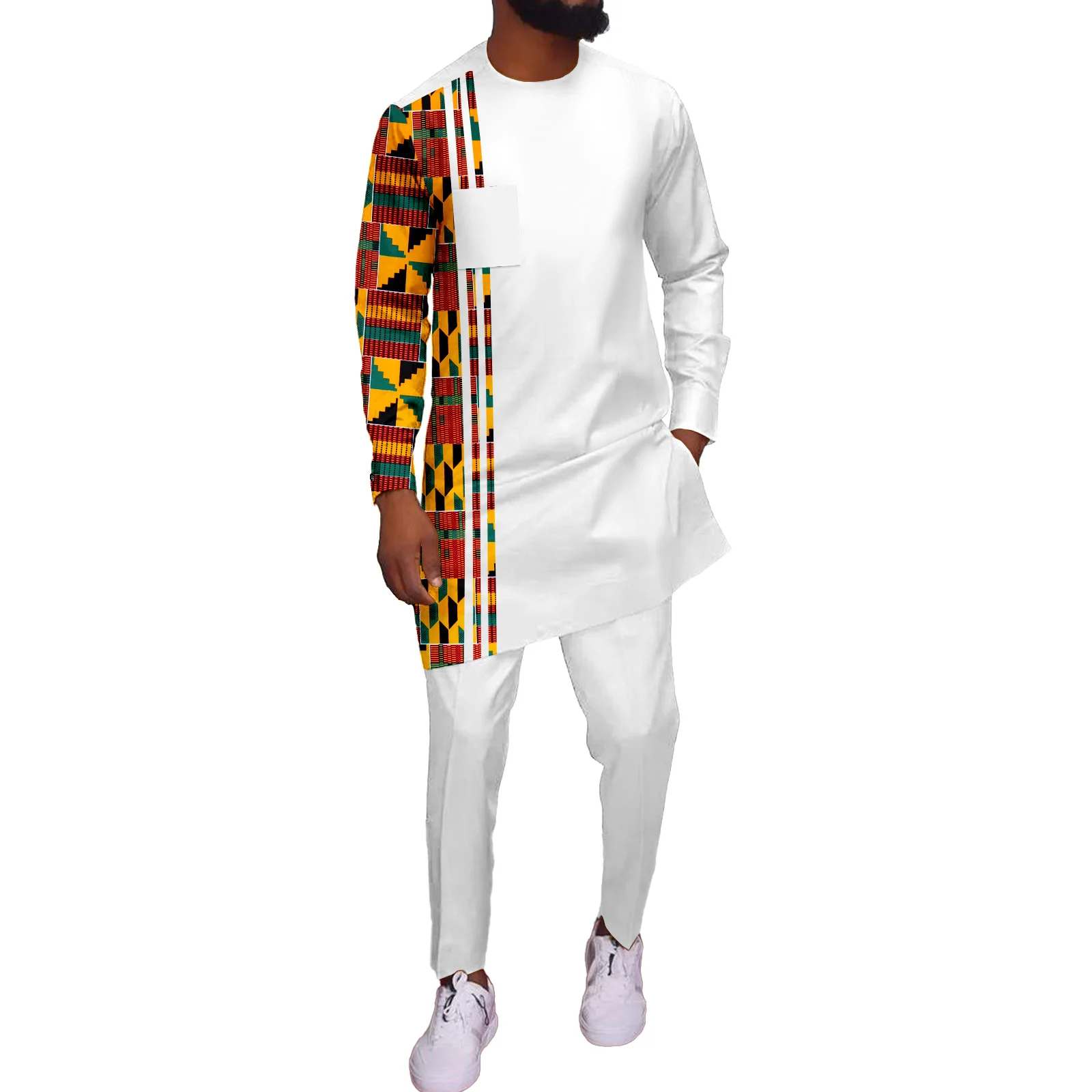 

SEA&ALP African Clothes for Men Attire Dashiki Suit Shirt and Pant 2 Piece Set Casual Party Outfits