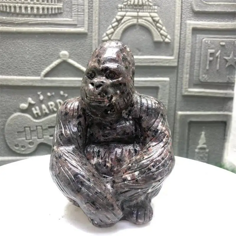 

12CM Natural Yooperlite Chimp Carving Animal Reiki Healing Fengshui Stone Crafts For Holiday Gift 1PCS