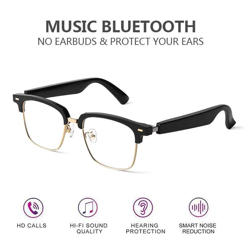 

Headphones Wireless Bluetooth Sunglasses Dustproof Smart Bluetooth Glasses Anti-Blue Light Interchangeable Prescription Lenses