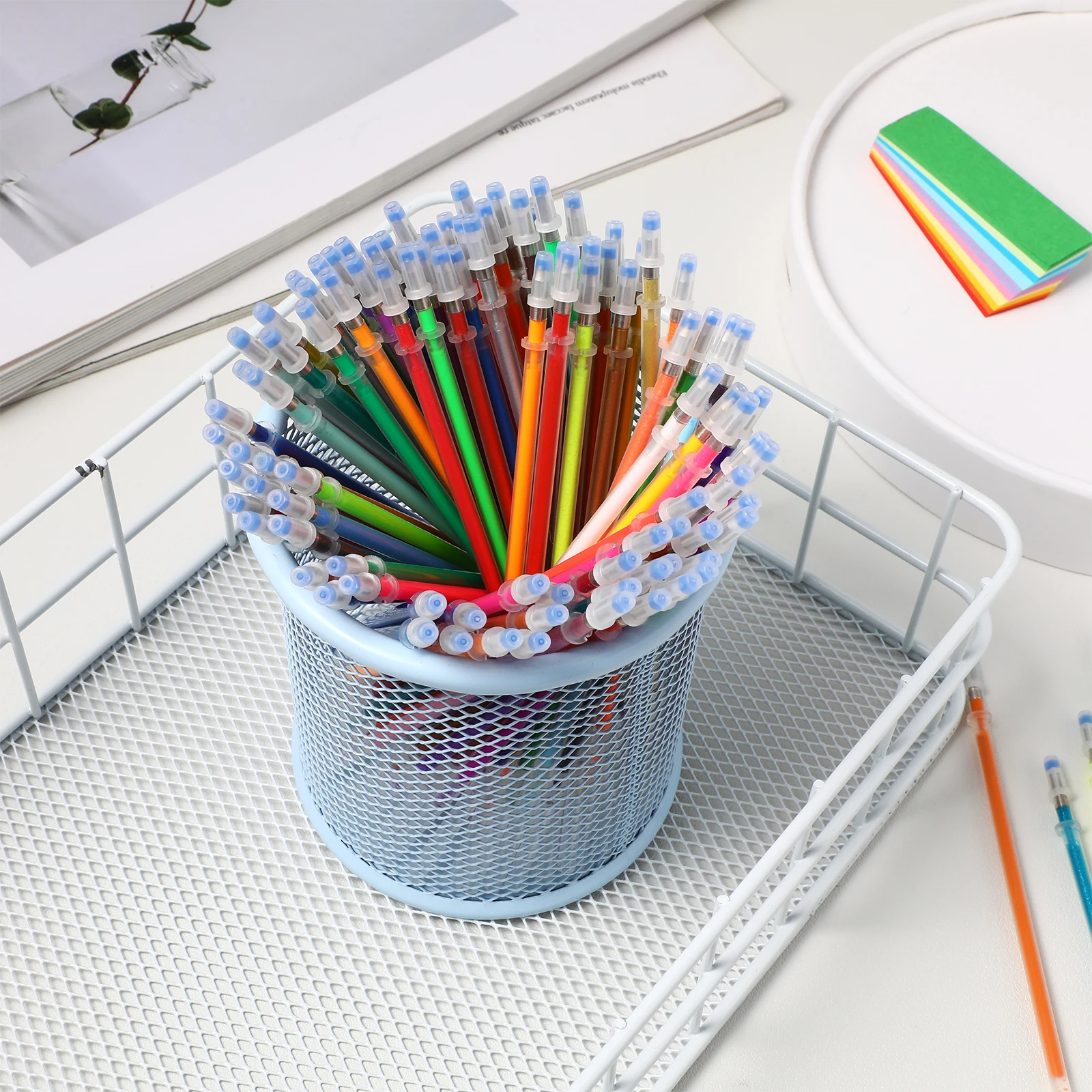 

100 Pcs Gel Refill Coloring Pens Refills Colored Ink Ballpoint Refillable Colorful Scrapbook Gelpens