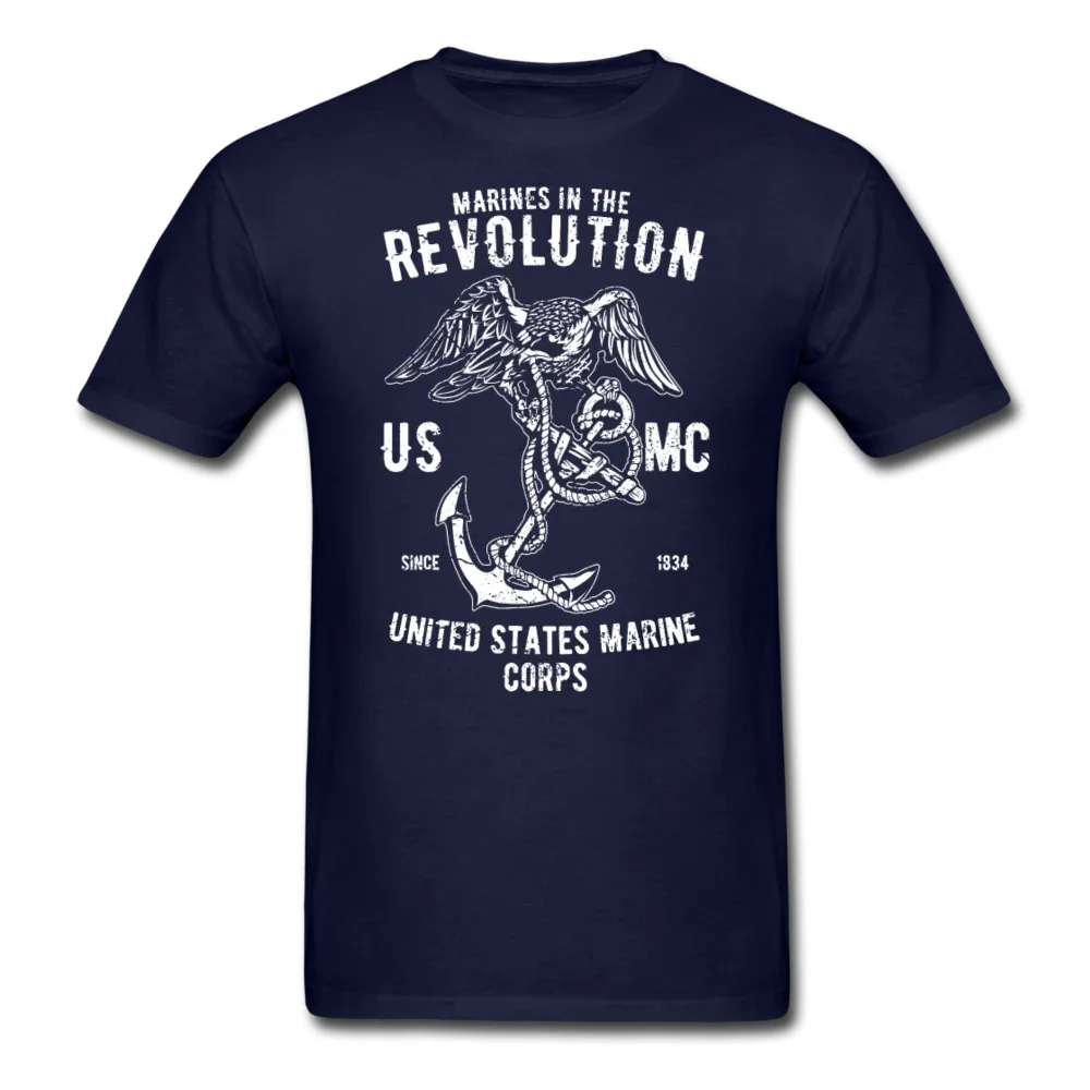 Marines Revolution US Marine Corps Hawk Anchor Printed T Shirt. Short Sleeve 100% Cotton Casual T-shirts Loose Top Size S-3XL