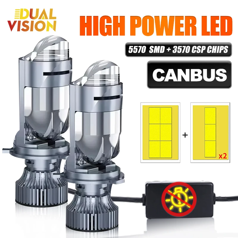

H4 Bi LED Mini Projector Lens 600000LM 800W Car Headlight Bulb 5570 CSP Canbus Motorcycle STG Dual Beam Auto LED Light 12V 24V
