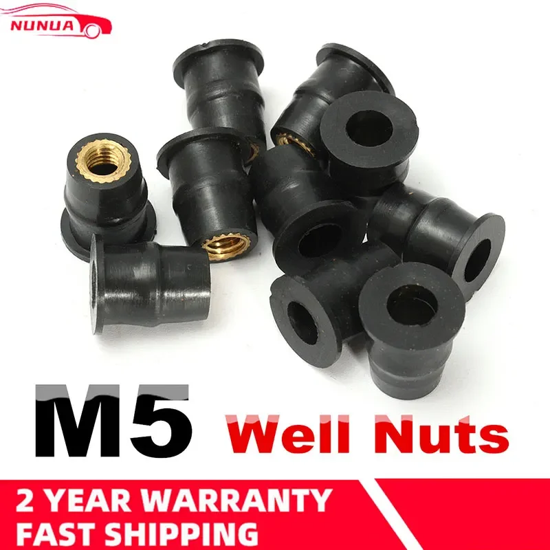 20Pcs/Set Motorcycle M5 5mm Metric Rubber Well Nuts Windscreen Windshield 12x14mm Universal Fairing Cowls Nuts Fastener Screws