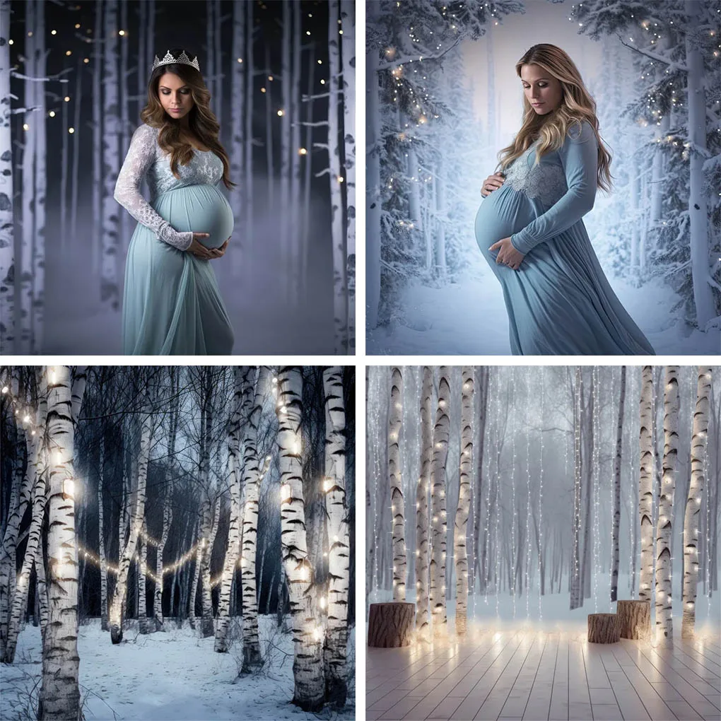 

Mehofond Christmas Forest Photography Background Family Holiday Party Pregnant Portrait Glitter Nature Tree Night Decor Backdrop