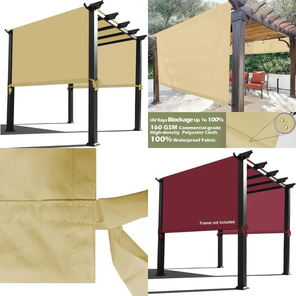 

Universal Waterproof Pergola Canopy Replacement Cover - 12 Feet Long x 9 Feet Wide, Sand Color