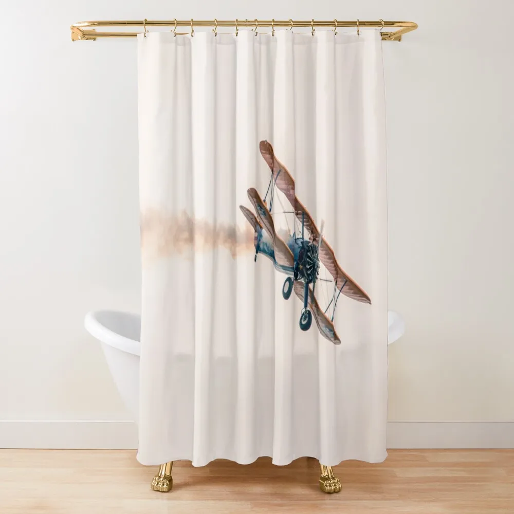 Retro Vintage Sky Bi-Plane Shower Curtain Toilet Accessories Bathroom Window Bathroom And Shower Curtain