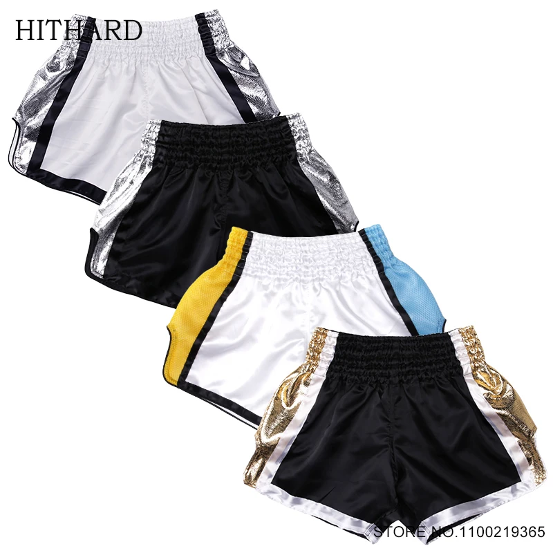 

Short Muay Thai Satin Boxing Shorts Plain Thailand Kickboxing Training Pants Men Women Kids Martial Arts Cage Fight MMA Clothing