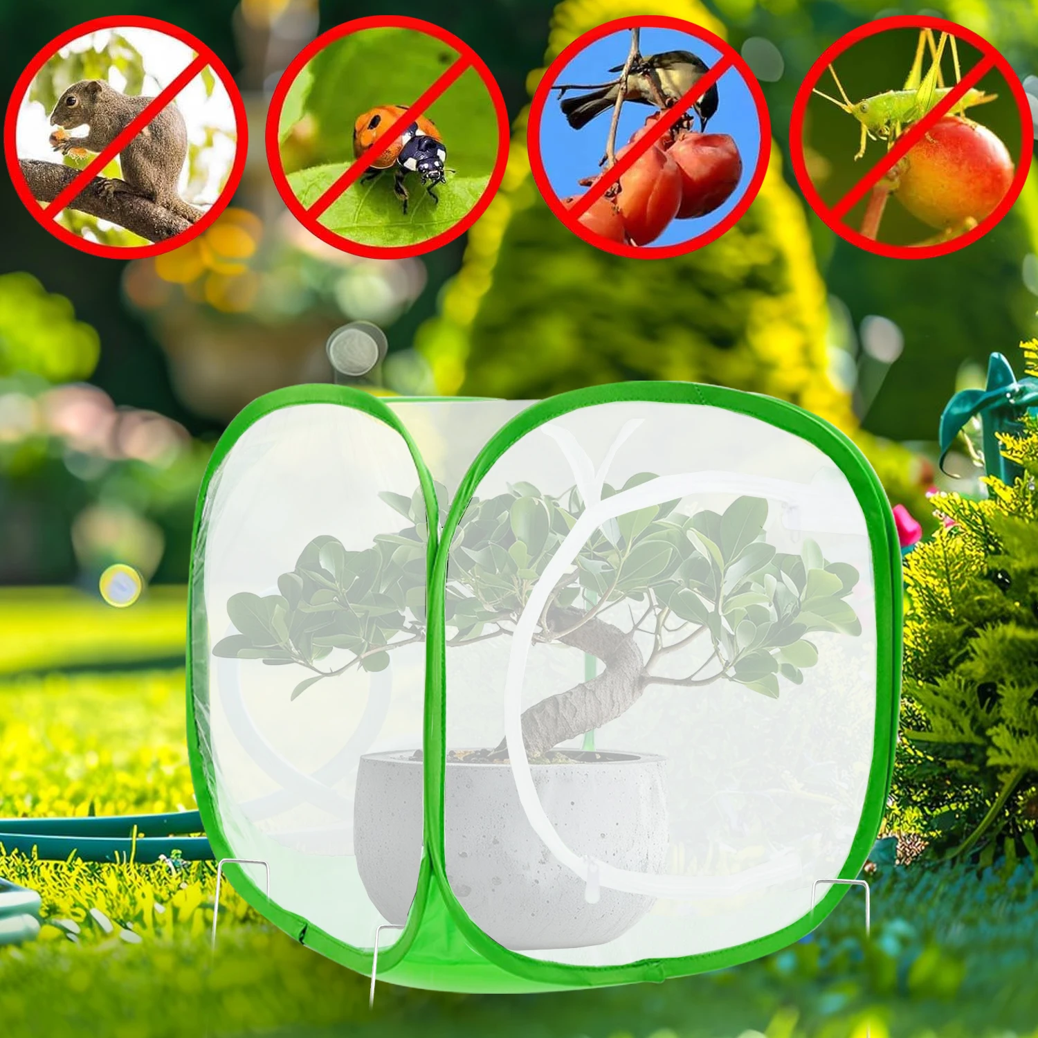 

Защитные приспособления для растений, сетчатая защитная сетка для растений, всплывающая садовая сетка, крышка для растений, сумка для хранения, аксессуары для садовых инструментов