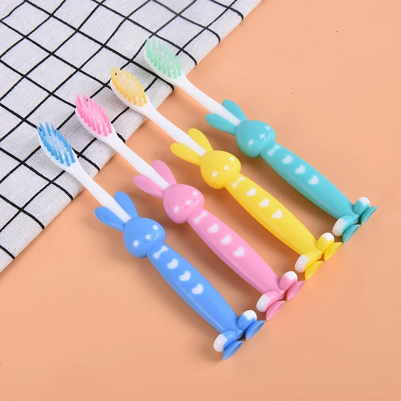 4pcs/kit Kids Toothbrush Cute Cartoon Bear Rabbit Silicone Soft Tooth Brush Anti Slip Portable Teeth Brushes For Children Baby