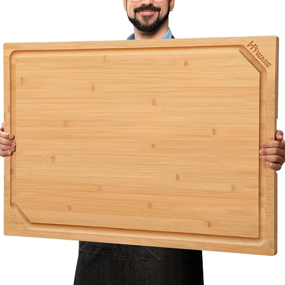 

36 x 24 Extra Large Bamboo Cutting Board for Kitchen, Cutting Board Stove Top Cover with Handle, Butcher Block Chopping Board