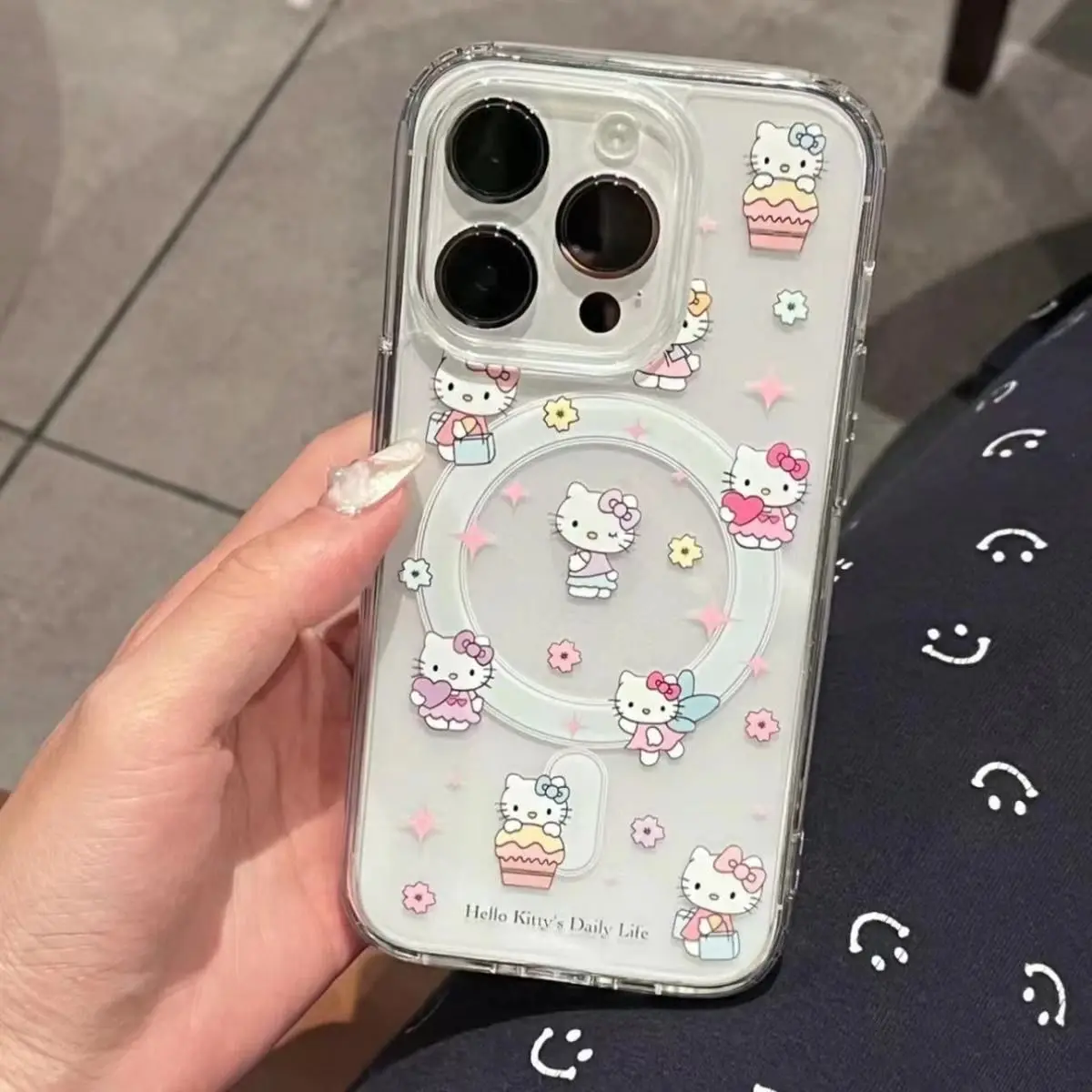 

Interesting Sanrio Cute Hello Kitty Phone Case For iPhone16 15 14ProMax 11Pro 12 13Mini Magnetic Transparent Protective Cover