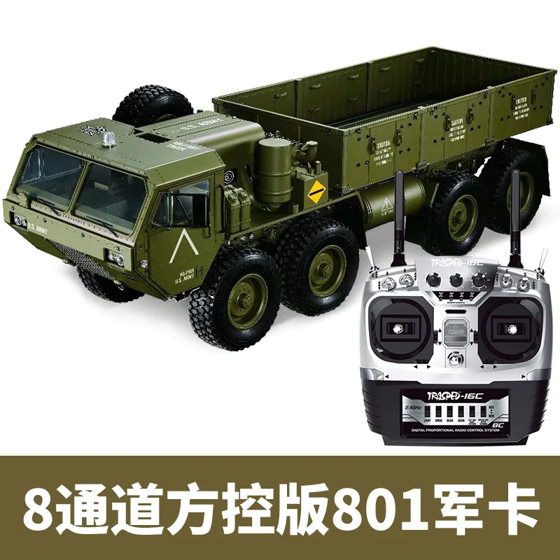 Truck 1/12 simulation military truck model 8-wheel drive military truck trailer model 801/802RC remote control RC