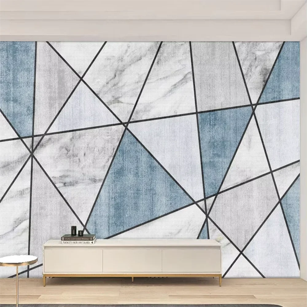 Custom Geometric abstract blue marble wallpaper for wall decoration living room background bathroom wall art decor home mural