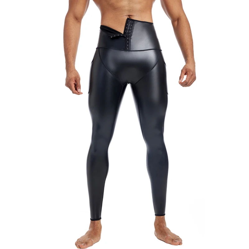 TONGGUO, pantalones ajustados de piel sintética para motociclista, pantalones de cuero para hombre, pantalones casuales sexis, mallas de cuero moldeadoras para hombre