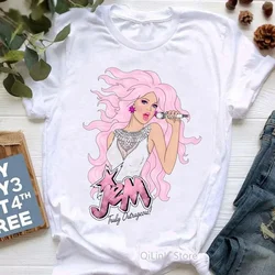 Fashion Jem And The Holograms T Shirt 90s Girls Cool Shirt Femme Fans Clothes Summer White Hip Hop Rock Tshirt Geek Tops Tee