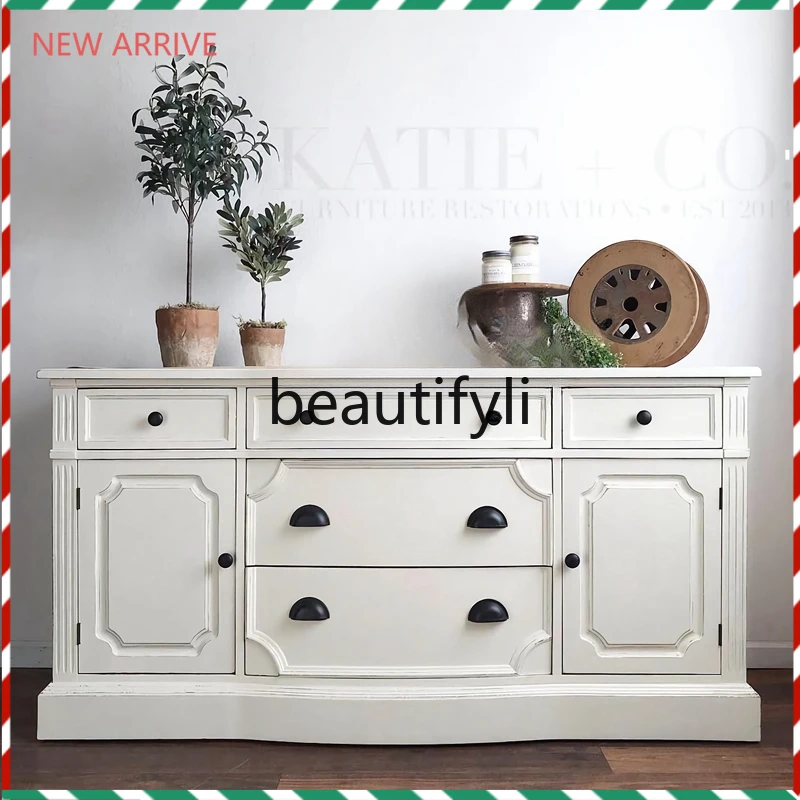 

D2520 American rural retro solid wood side cabinet, locker, living room wall cabinet