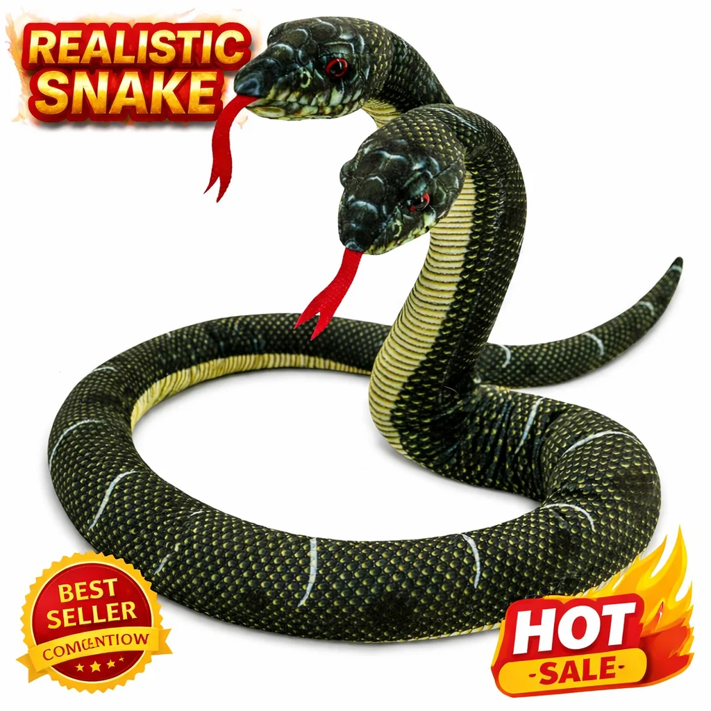 Realistic Two-Headed Snake Plush Toy Lifelike Stuffed Animal Prank Toy Flexible Soft Snake Toy For Kid Trick Gift Novelty Gag To