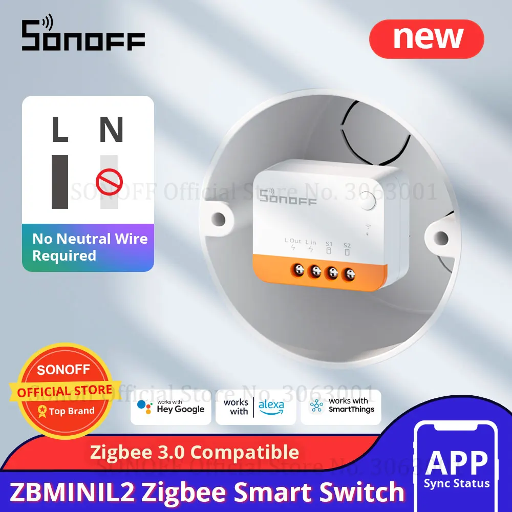 SONOFF ZBMINIL2 스마트 홈 지그비 미니 양방향 스위치, 중성선 불필요, 무선 eWeLink 앱, 음성 제어 스위치 모듈