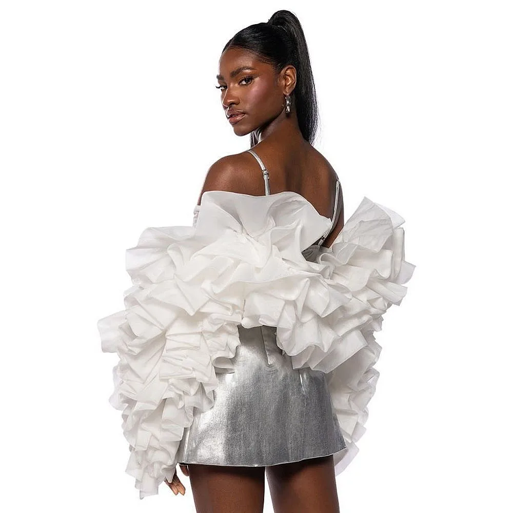 

Романтическая асимметричная блузка-жакет из органзы, женская накидка, офисный топ, свадебный пиджак, костюмный жакет