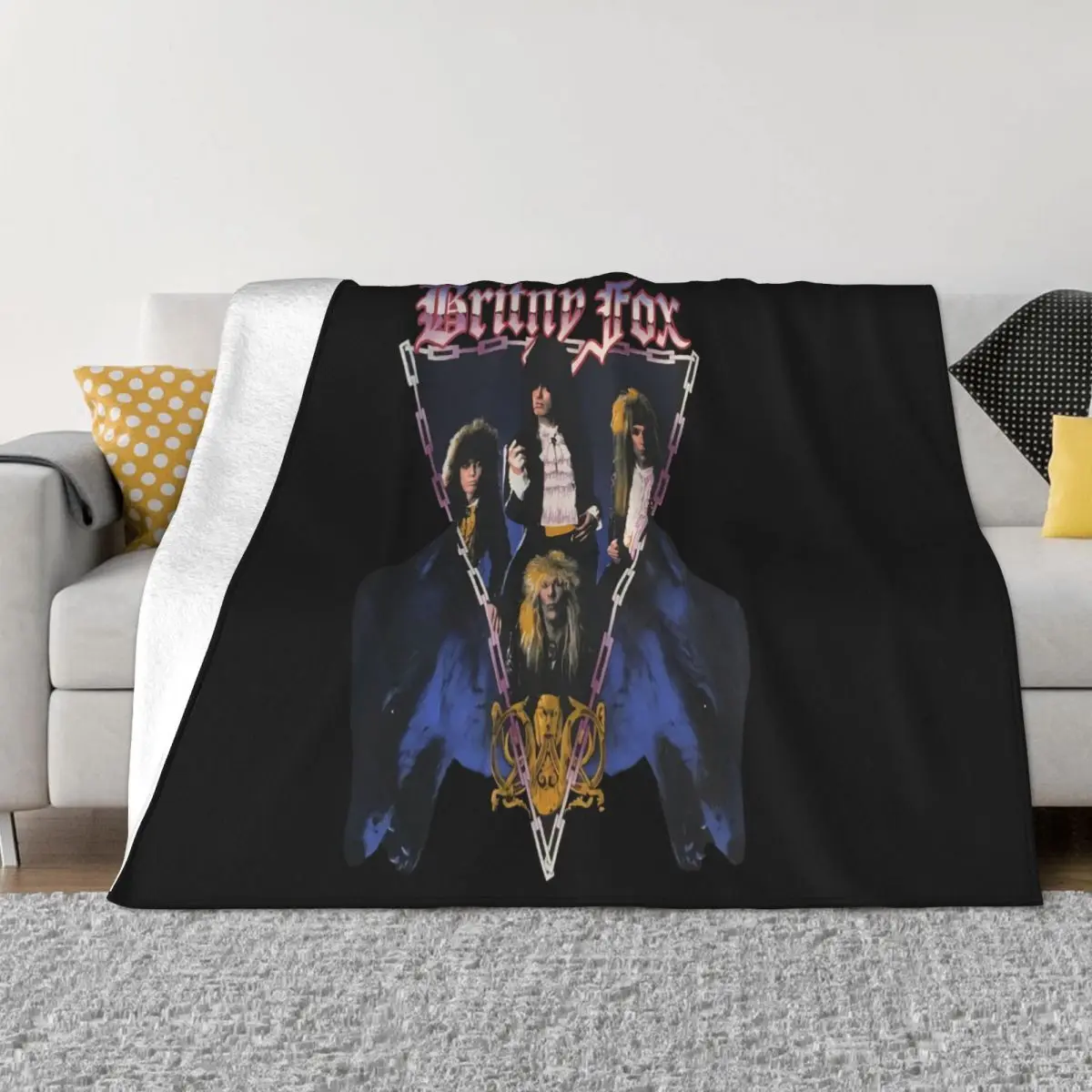 Vtg 88 Britny Fox Tour Crue Dokken Ratt Rock Ozzy Dio Priest Metal Baseball Hats Wome Throw Blanket