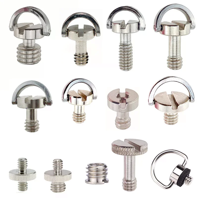 1/4inch D-Ring Tripod Screw Mounting Screw Adapter Quick Release Plate Adapter Screw For Camera Camcorder Tripod Monopod QR