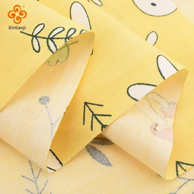 Cotton Yellow Patchwork Fabric Flower Print Twill Material DIY Quilt Children\'s Doll Dress Needlework Supplies 25x25cm 7PCS/Set