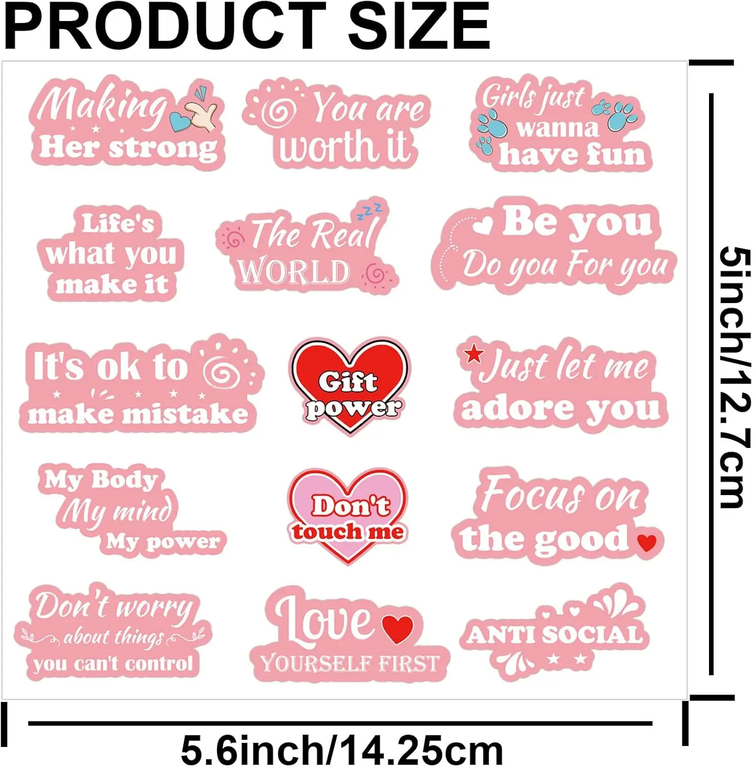 

150Pcs Positive Inspirational Motivational Stickers Pink Motivational Stickers 5x5.6Inch Inspirational Decor Labels for Reward