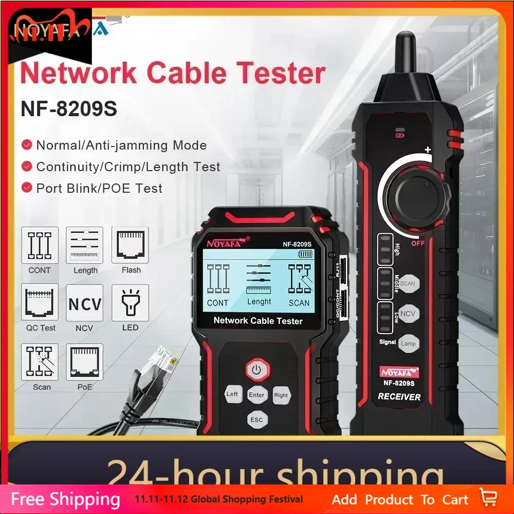 NOYAFA NF-8209S Ağ Kablosu Test Cihazı Kablo Takip Cihazı Cat5 Cat6 PoE Test Cihazı Lamba kablo test cihazı ile Uzunluğu Algılama Süreklilik Testi
