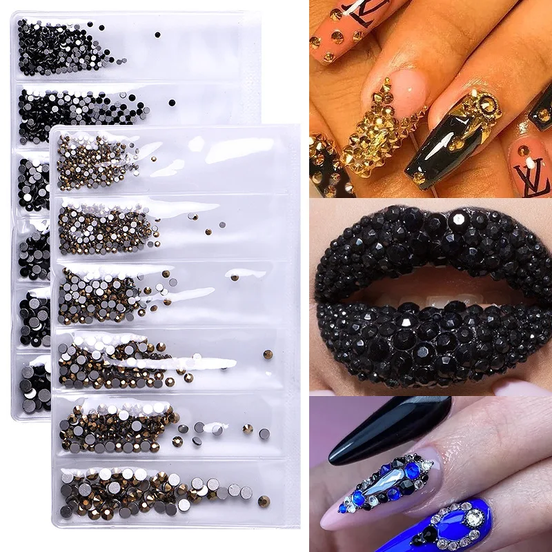 1440pcs Flatback Rhinestone SS4-16 mixed Crystal Germs for Nail Art design Hand Crafts Decoration Accesorries DIY Nails Bags