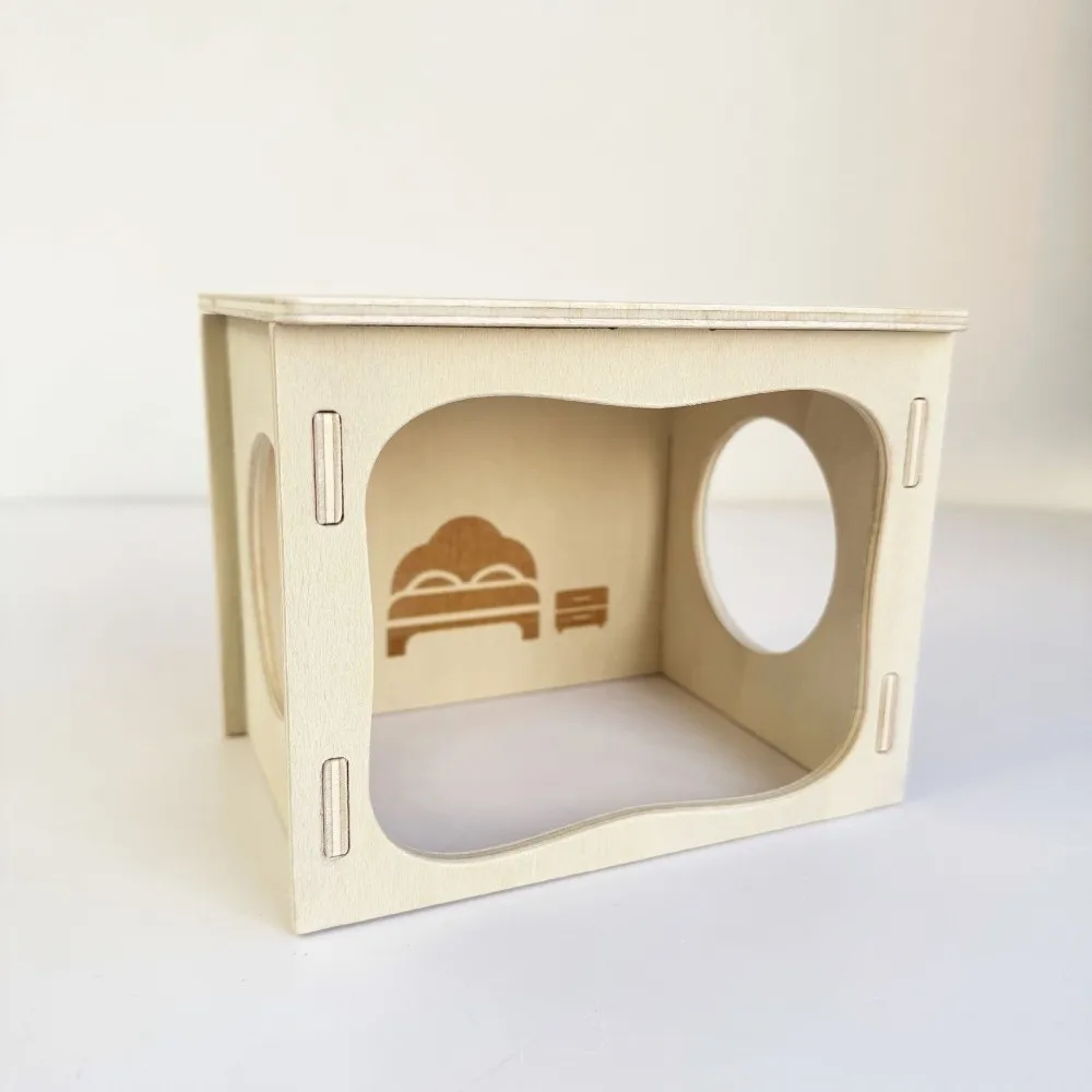 New Wooden Hamster House Stackable Chew-Resistant Hamster Villa Climbing Structure Detachable Rodent Hiding Corner Pet Play Area