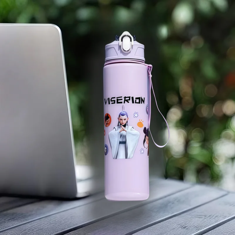 750 مللي كوب ماء لطيف ذو طابع كرتوني كوب ماء من القش البلاستيكي زجاجة مياه رياضية عالية القيمة للتخييم في الهواء الطلق بسعة كبيرة