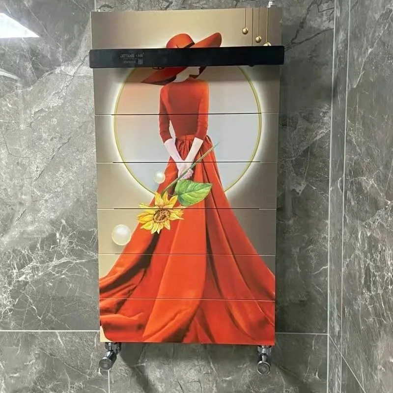 

Small copper and aluminum back basket, bathroom heating decorative radiator, wall-mounted