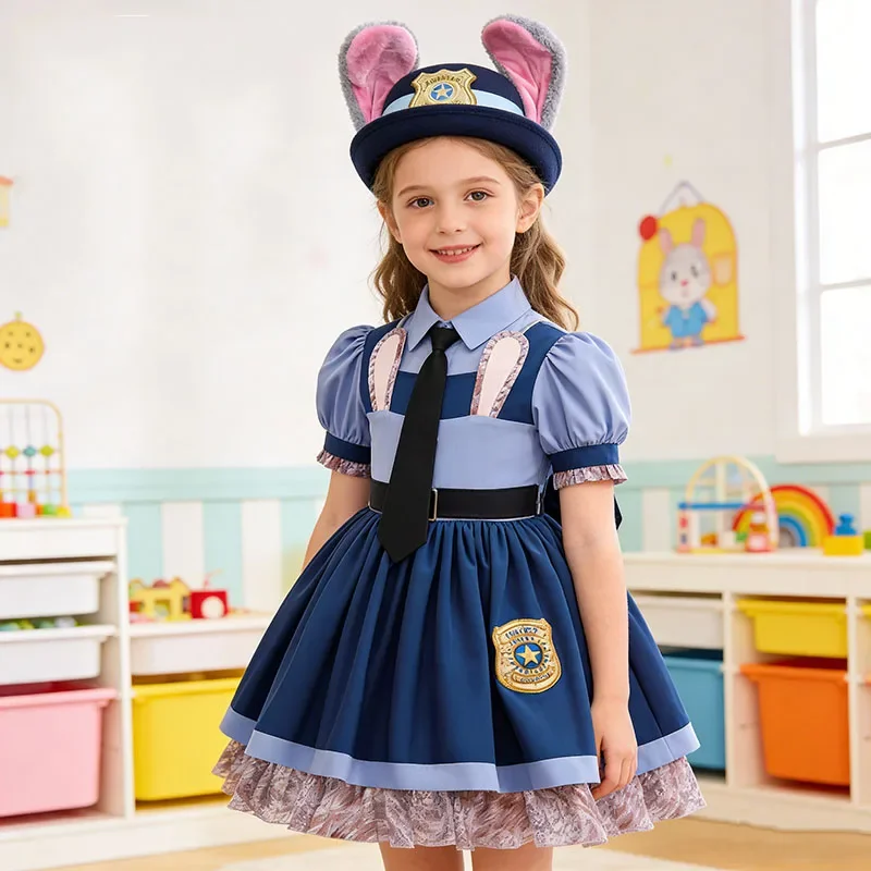 Hasen-Polizistin-Kostüm für Mädchen, Kinderkostüm für Bühnenauftritte, Geburtstage, Halloween, Karneval, Themenpartys – Detail 3