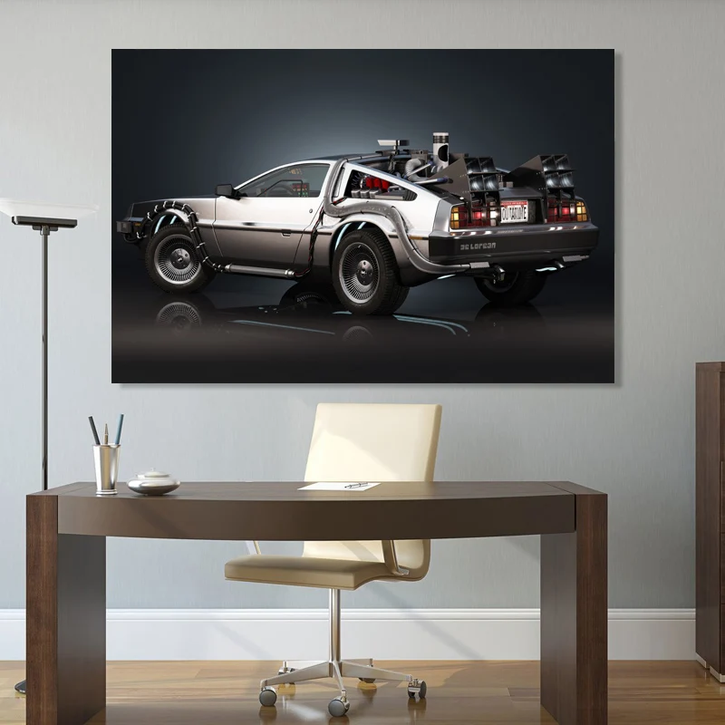 Back to the Future Classic Car Delorean DMC-12 Wall Art Painting Canvas Posters and Prints Home Living Room Decorations Unframe