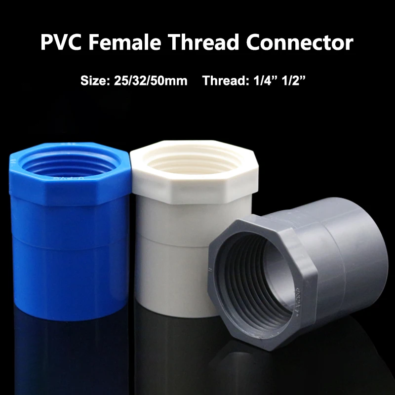 

1/2" 3/4" BSP Female Thread 20/25/32mm Socket Straight PVC Reduce Pipe Fitting Water Connector Irrigation Water Parts DIY