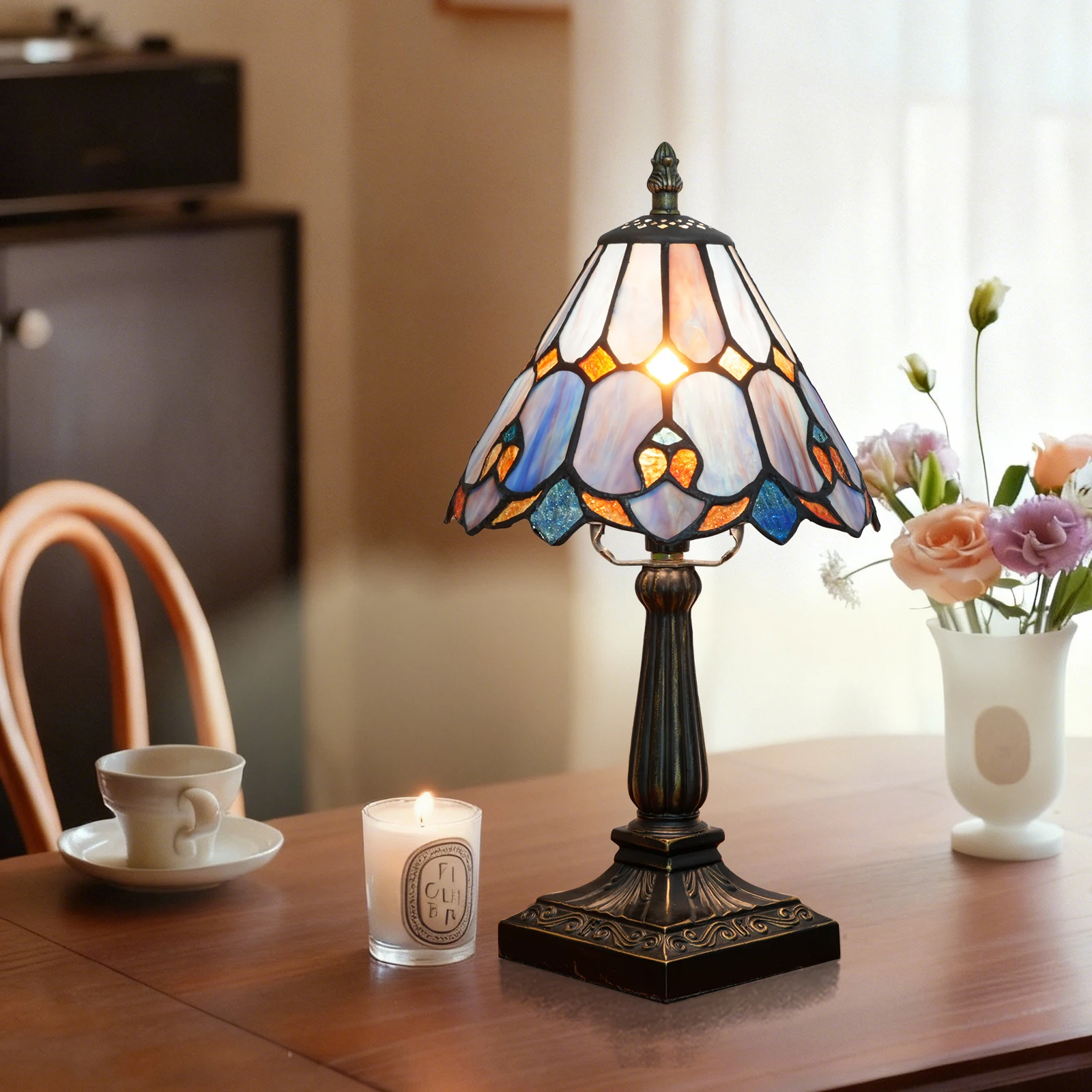 Outdoor Furniture Vintage - Tiffany Style Stained Glass Table Lamp