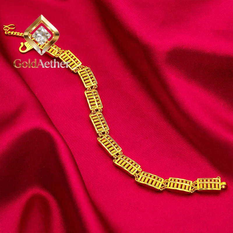 

GoldNouveau Abacus Bracelet Women's 24K Gold AU999 - Prosperity symbol abacus, wealth attracting, perfect present for festivals