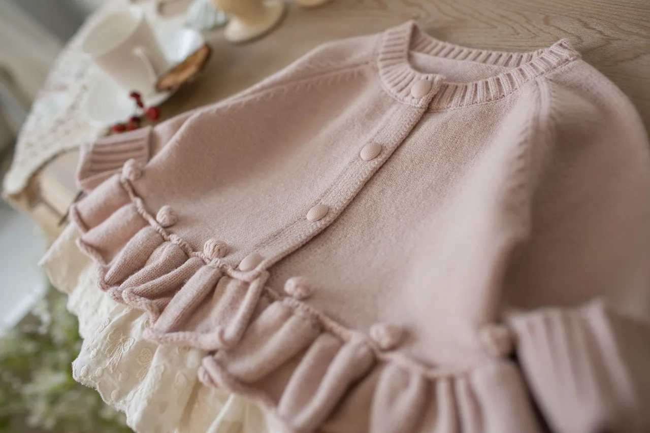 MILANCEL 1-7 Jahre Kinderpullover mit Umlegekragen, warme Strickkleidung für Mädchen, Baumwollpullover für Jungen, Strickkleidung für Mädchen. – Detail 11