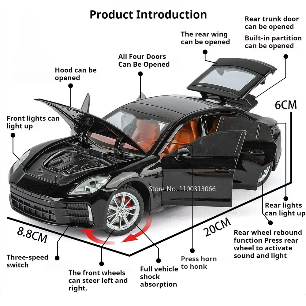 Scala 1:24 Panamera ES 300h Metallo Pressofuso Modello Giocattoli Auto Ruota Tirare Indietro Auto In Miniatura Giocattolo Ruote Tornate Modello di Veicolo Ornamento
