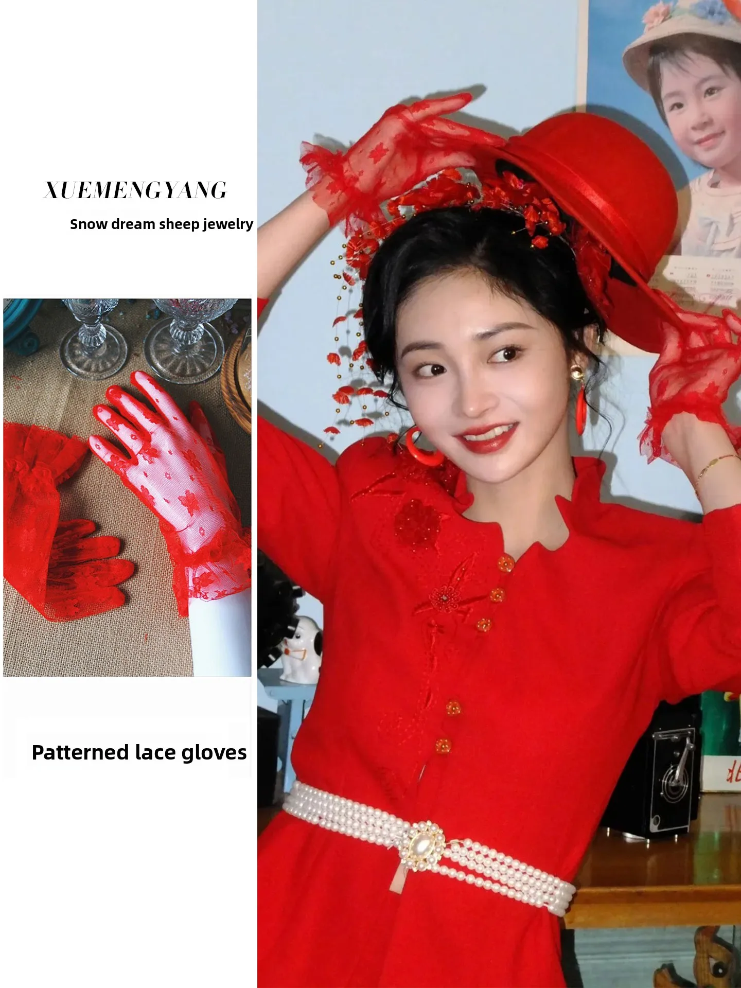 luvas-curtas-de-renda-vermelha-acorios-para-fotoia-de-vestido-de-casamento-cerimonia-de-casamento-estilo-vintage-s