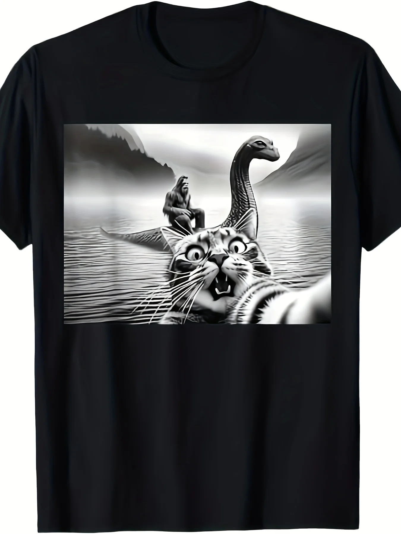 

Men's Ness Monster & Cat Graphic T-Shirt - 100% Cotton, Crew Neck, Short Sleeve, Regular Fit