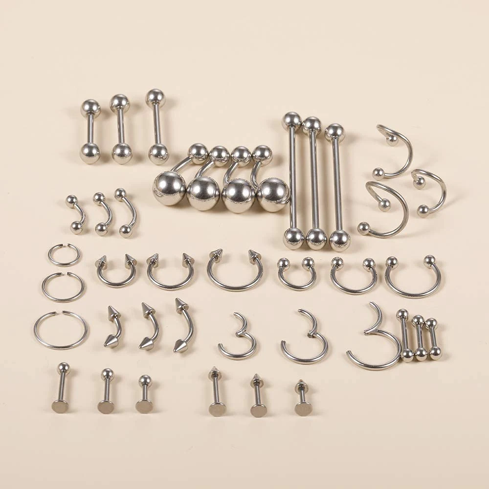 80 قطعة الفولاذ المقاوم للصدأ ثقب المجوهرات عدة الإبر المشابك الأنف الدائري الشفاه اللسان الزنمة الغضروف اللولب Daith الحاجب الحلمة أداة