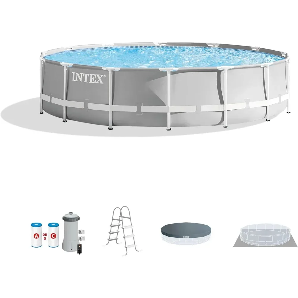 

14ft x 42in Prism Frame Above Ground Swimming Pool with Pump Freight free