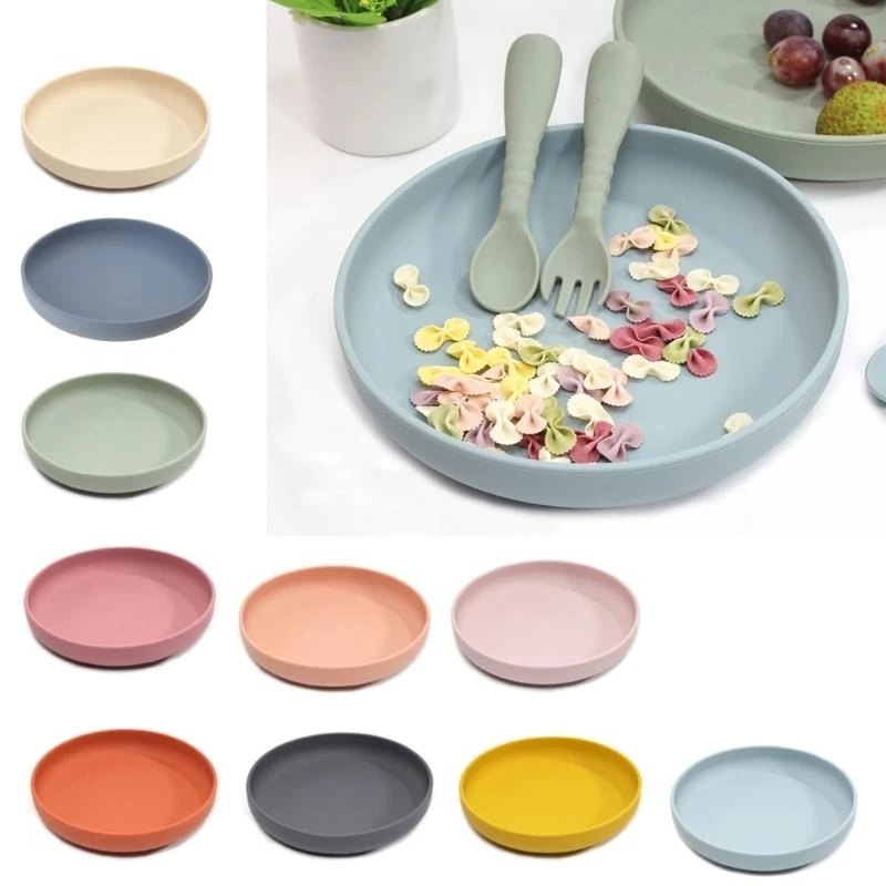 

M76C Silicone Toddler Plate Baby Feeding Utensils BPAFree Microwave Oven Safe