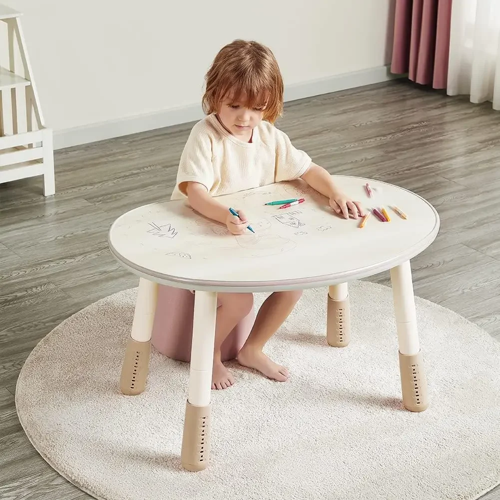 -ForChildren's Table, Height Adjustable Kids Dinner Table, Graffiti-Ready Kids Art Table. Suitable for Home & Kindergarten&