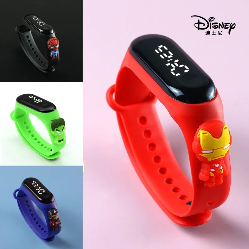 Disney Mickey Children Watches For Girls Electronic Bracelet Sports Touch LED Spiderman Doll Kids Watch Women Waterproof Watch