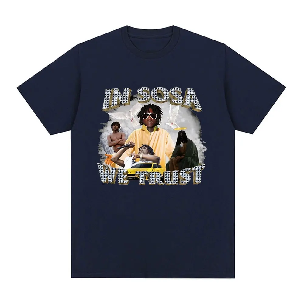 In Sosa We Trust Chief Keef Graphic T Shirt Men\'s Fashion Vintage Short Sleeve T-shirt Casual Oversized T-shirts Tops Streetwear