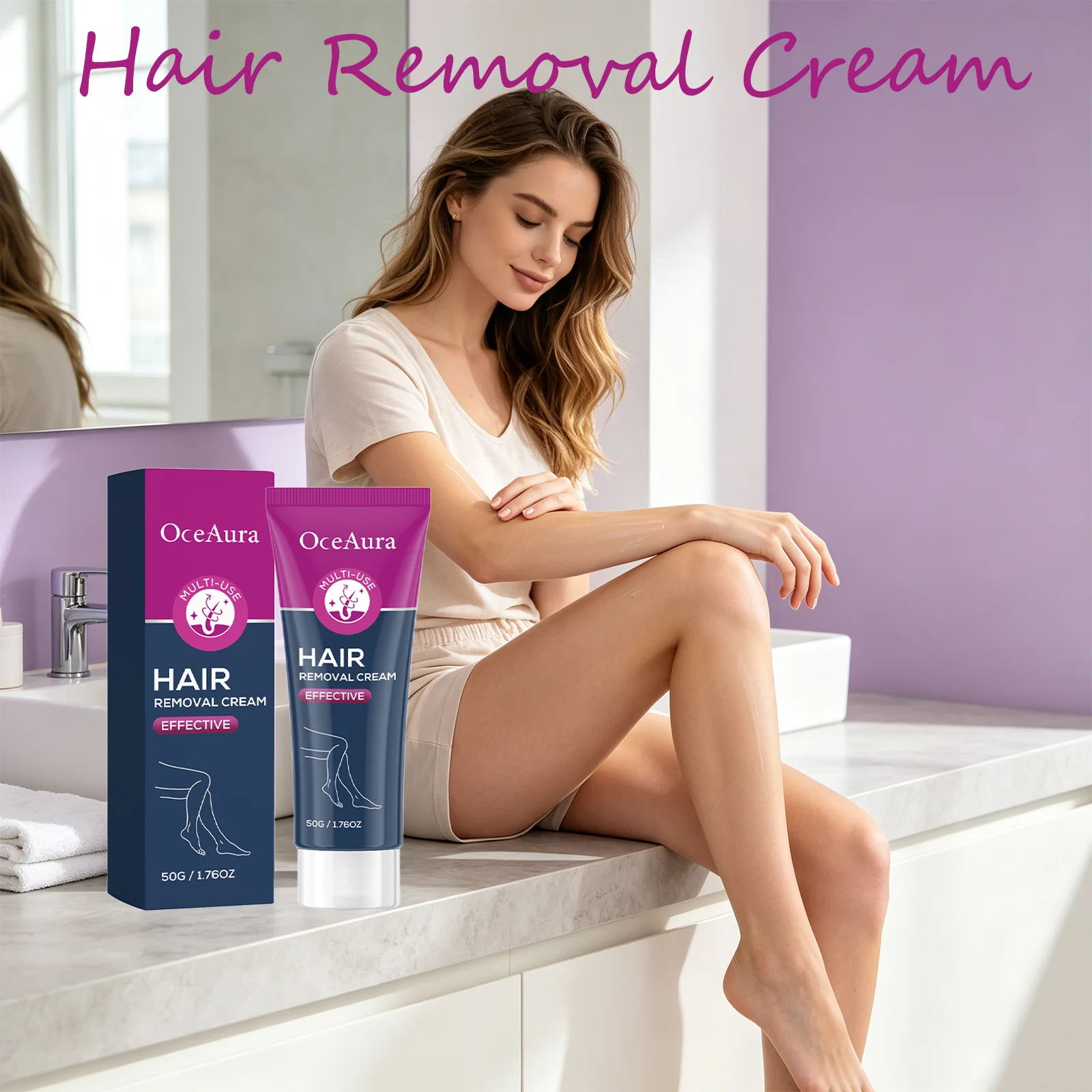 OceAura Effective Hair Removal Cream Gentle Low-Irritation Quick Cleasing Dalicate Touch Hydration Smooth Body Depilatory Cream