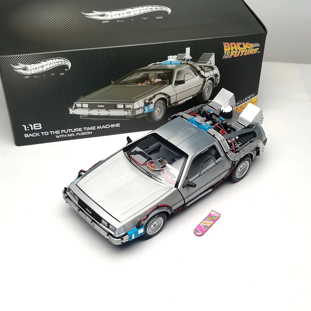 HOT WHEELS 1:18 DMC Car BACK TO THE FUTURE TIME MACHINE HOVER MODE DeLorean DMC Collector Edition Metal Diecast Cars Gift