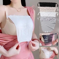 Women's Lace Mulberry Silk Cleavage Cover Up Camisole Color Breathable Invisibl Women Easy Clip-on Lace Mock Camisole Bras